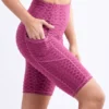 High-Waisted Scrunch Yoga Shorts with Hip Pockets - Image 12